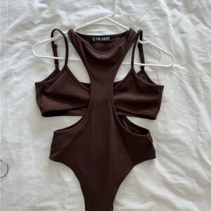 Brown Cutout Women Top
